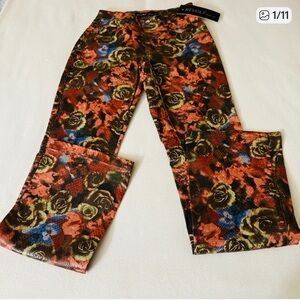 Revolt Jeans Co Faux Leather Rose Print Pants Size 5/6 Juniors